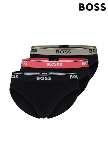 BOSS Black Stretch-Cotton Briefs 3 Pack With Logo Waistbands (B01038) | £39