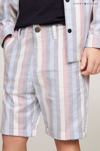 Tommy Hilfiger Cream Oxford Striped denim Shorts (B01042) | £45 - £55