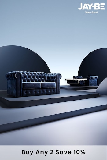 Jay-Be Luxe Velvet Royal Blue Chesterfield 2 Seater Sofa Bed (B01098) | £4,000