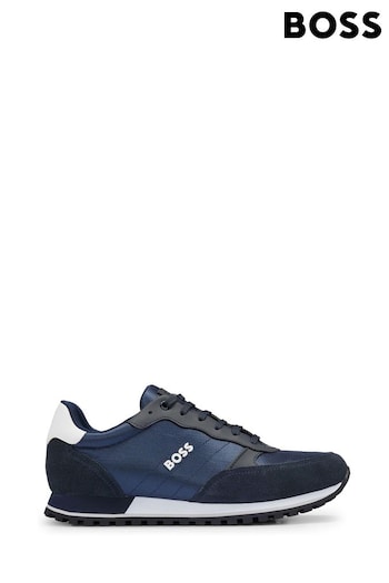 BOSS Blue Raised Logo Trainers in Mixed Materials (B01152) | £199