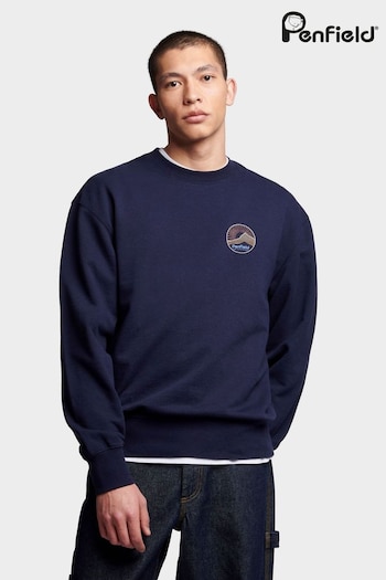 Penfield Mens Relaxed Fit Blue Circle Mountain Sweatshirt (B01155) | £80
