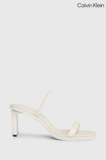 Calvin rgat Klein White Leather Heel Mules (B01169) | £170
