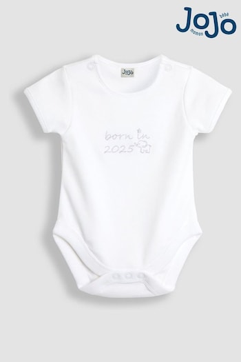 JoJo Maman Bébé White Born In 2025 Embroidered Body (B01204) | £12