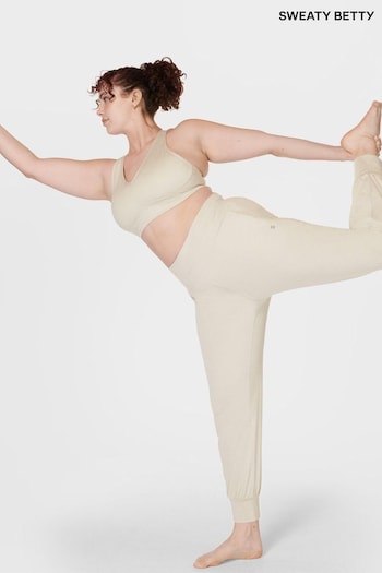 Sweaty Betty Creme Beige Marl Gaia 29" Performance Marl Yoga Joggers (B01270) | £90