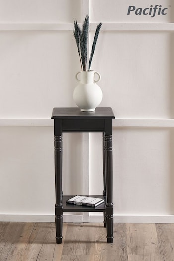 Pacific Black Heritage Pine Wood Accent Table with Shelf (B01299) | £99.99