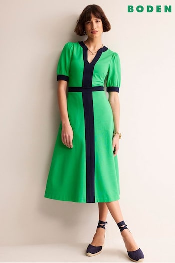 Boden Green Petra Puff Sleeve Ponte Dress (B01306) | £110