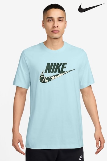 Nike Glacier Blue Sportswear Printed Graphic 100% Cotton T-Shirt (B01312) | £28