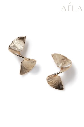 Aela Oversized Gold Tone Twist Stud (B01373) | £12.50