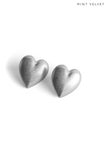 Mint Velvet Silver Tone Heart Earrings (B01399) | £25