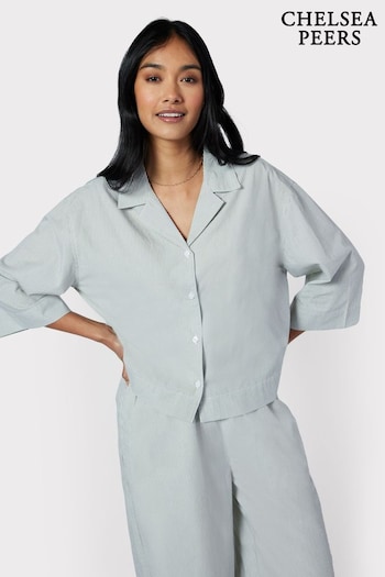 Chelsea Peers Green Poplin Micro Stripe Short Sleeve Pyjama Set (B01440) | £68