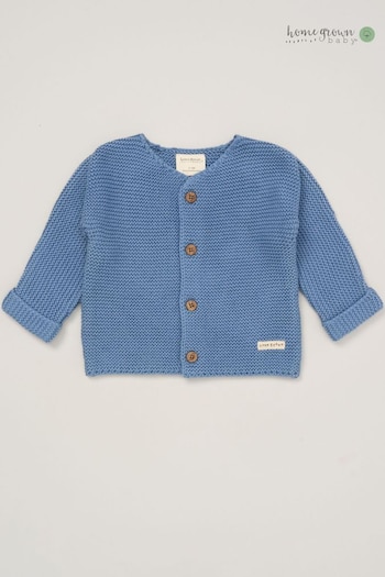 Homegrown Blue Organic Cotton Knitted Cardigan (B01476) | £18