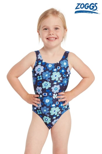 Zoggs Kids Girls Blue Scoopback Swimsuit (B01505) | £18
