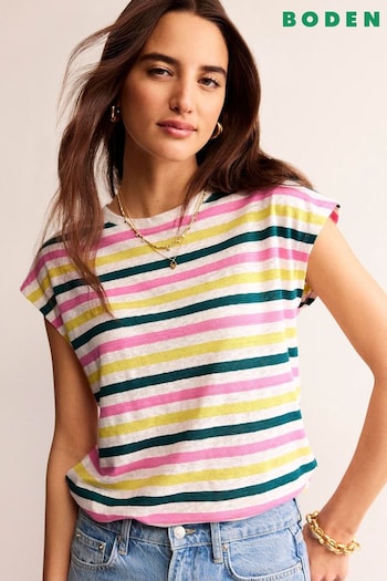Boden Natural Louisa Crew Neck Linen T-Shirt (B01544) | £45