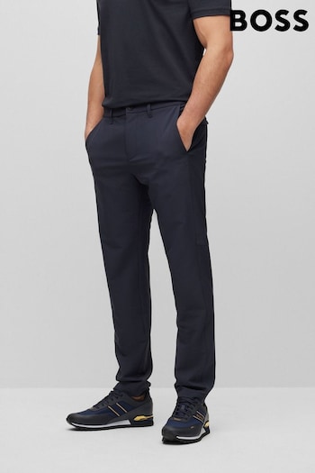 BOSS Dark Blue Slim Fit Stretch Cotton Chino Svarta Trousers (B01548) | £139