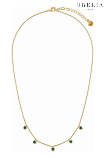 Orelia London Gold Tone Emerald Heart Multi Drop Necklace (B01832) | £28