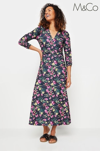 M&Co Blue Floral Buckle Dress (B01885) | £45