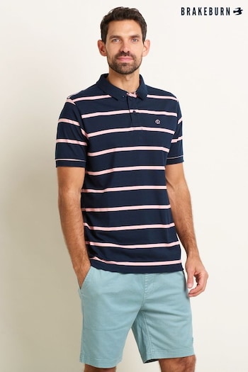 Brakeburn Blue Stripe Polo Shirt (B01911) | £35