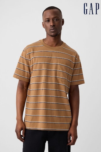 GAP Brown Stripe Original Pocket Short Sleeve Crew Neck T-Shirt (B01986) | £16