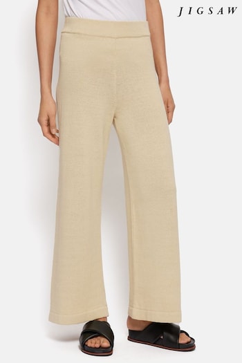 Jigsaw Cream Linen Cotton Knitted Trousers (B02059) | £130