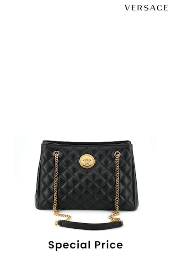 Versace Quilted Nappa Leather Medusa Handbag Black Tote (B02091) | £2,185