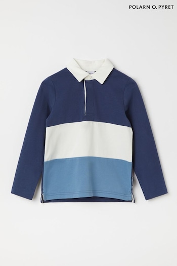 Polarn O Pyret Blue Organic Striped Rugby Shirt (B02094) | £30