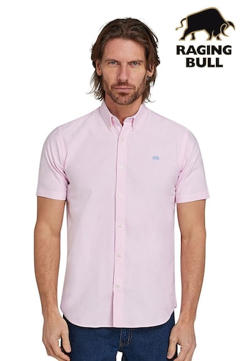 Raging Bull Pink Short Sleeve Lightweight Oxford Shirt (B02136) | £54 - £64