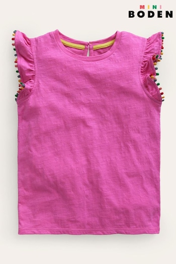 Boden Pink Pom Trim T-Shirt (B02206) | £13 - £15