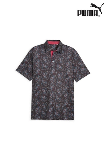 Puma Black CLOUDSPUN Mens Golf Paisley Polo Shirt (B02208) | £55