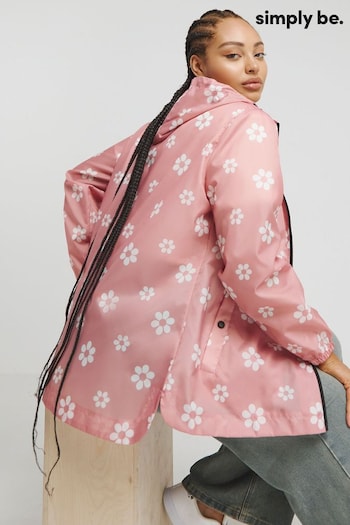 Simply Be Pink Pink Floral Print Packaway Trench Jacket (B02262) | £28
