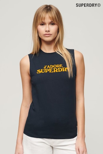 Superdry Blue Sport Luxe Graphic Fitted Vest (B02264) | £25