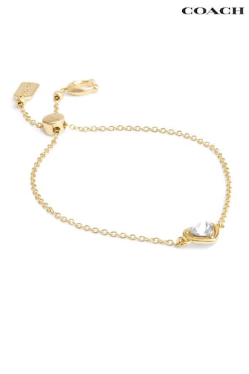 COACH Mindel Gold Tone Halo Heart Slider Bracelet (B02421) | £75