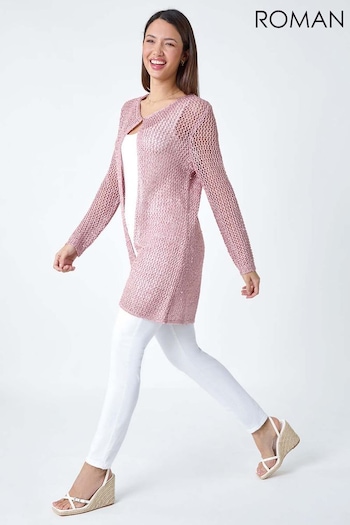Roman Pink Sequin Knit Longline Cardigan (B02802) | £38