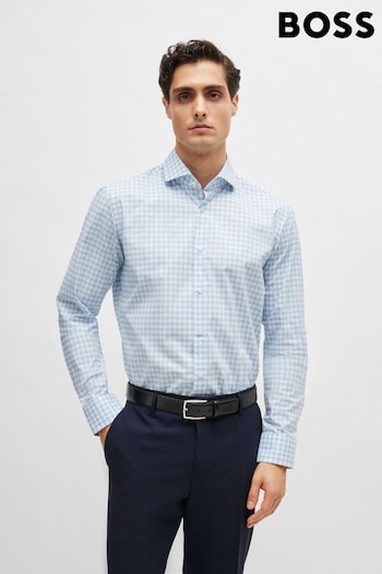 BOSS Blue Regular-Fit Shirt In Easy-Iron Checked Cotton Poplin (B02860) | £99