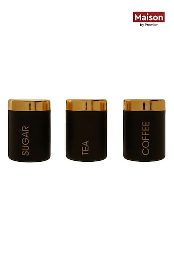 Maison by Premier Black Liberty Set of 3 Canisters (B02898) | £33