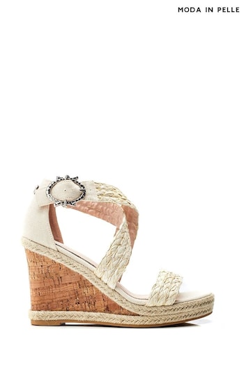 Moda in Pelle Natural Pursuit Crossover Strap Wedge Sandals (B02934) | £89