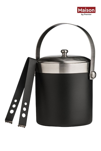 Maison by Premier Black Enamel Ice Bucket With Tongs (B02956) | £43