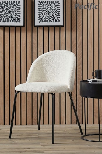 Pacific White Turi Boucle Dining Chair with Black Legs (B02980) | £165