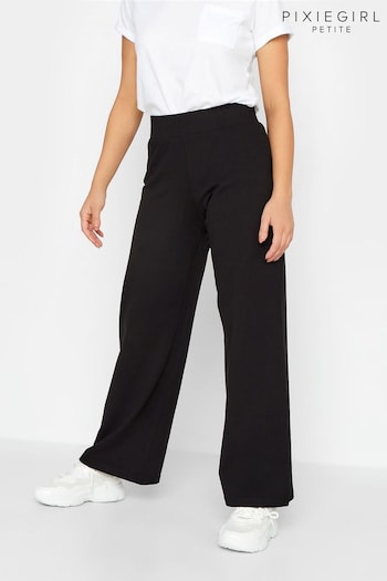 PixieGirl Petite Black Pull On Wide Leg REMAIN Trousers (B04090) | £27