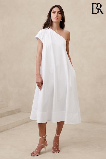 Banana Republic White Odile One-Shoulder Knit Dress (B04182) | £145
