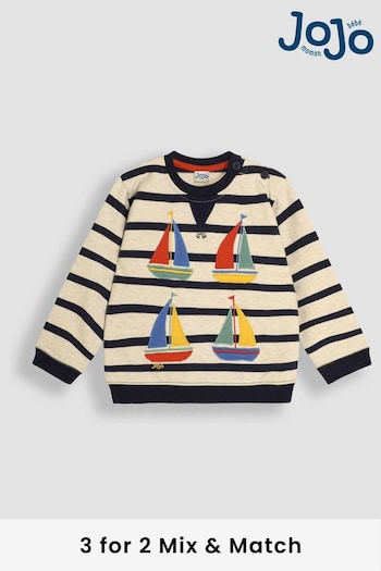 JoJo Maman Bébé Natural Sailboat Applique Sweatshirt (B04224) | £25