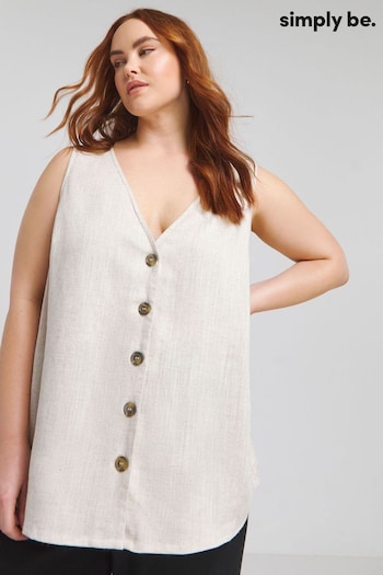 Simply Be Natural Linen Button Through Vest (B04265) | £24