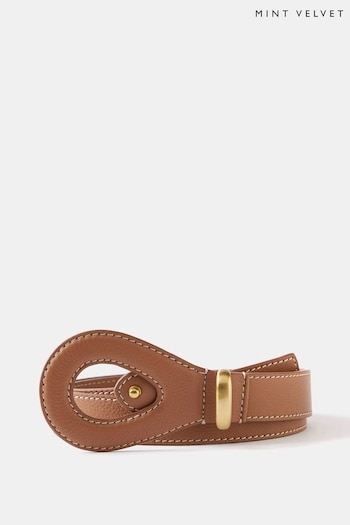 Mint Velvet Brown Leather Contrast Stitch Belt (B04426) | £49
