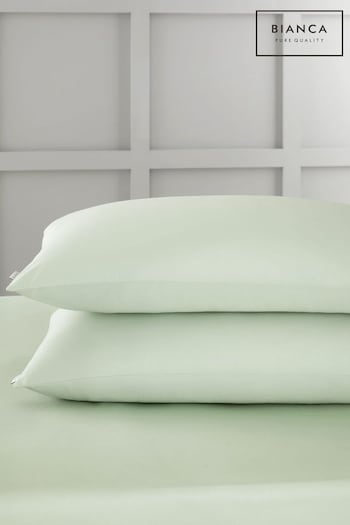 Bianca Green 400 Thread Count Cotton Sateen Pair Pillowcases (B04428) | £10