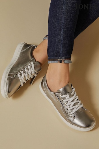 Jones Bootmaker Silver Padova2 Leather Lace-Up Trainers (B04533) | £79