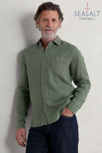 Seasalt Cornwall Green Mens Curator Shirt (B04571) | £70