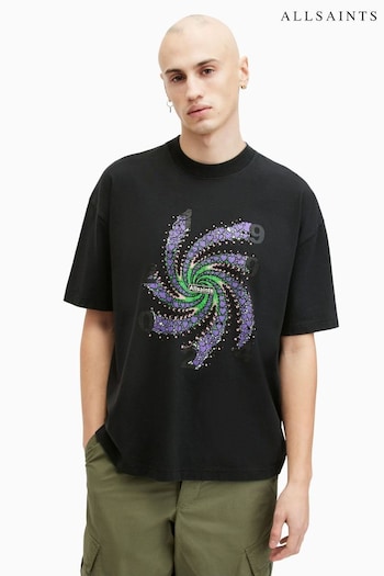 AllSaints Black Fraktyl Crew Neck T-Shirt (B04676) | £55