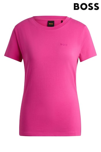 BOSS Pink Slim-Fit Cotton Jersey T-Shirt With Logo Detail (B04716) | £39