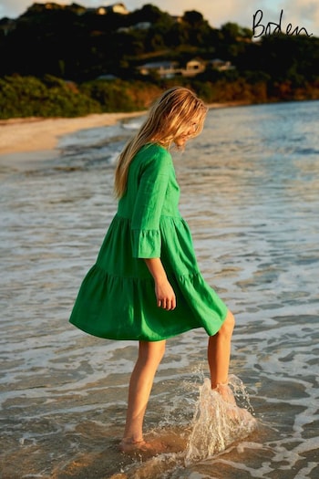 Boden Green Sophia Linen Short Dress (B04728) | £115