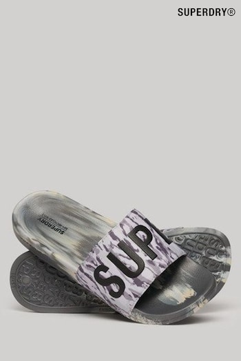 Superdry Grey Vegan Camo Pool Sliders (B04748) | £25