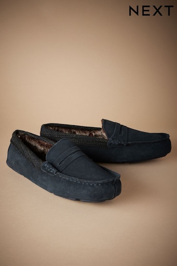 Navy Moccasin Slippers (B04812) | £34